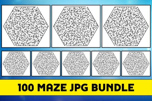 100 Maze JPG Bundle with Solution
