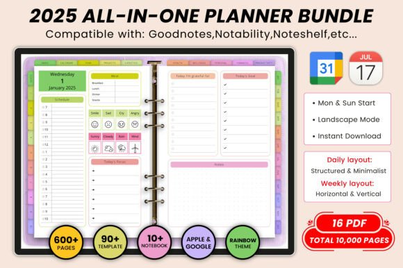 2025 All-in-one Digital Planner Bundle: A Comprehensive Tool for Intentional Living