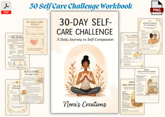 30-Day Self-Care Challenge Journal: A Gentle Path to Healing and Growth