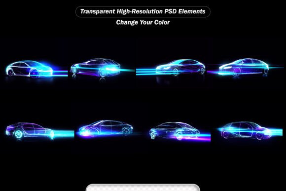 Enhance Your Visual Projects with Sports Car Silhouette Vector Illustrations and Dynamic Light Effects