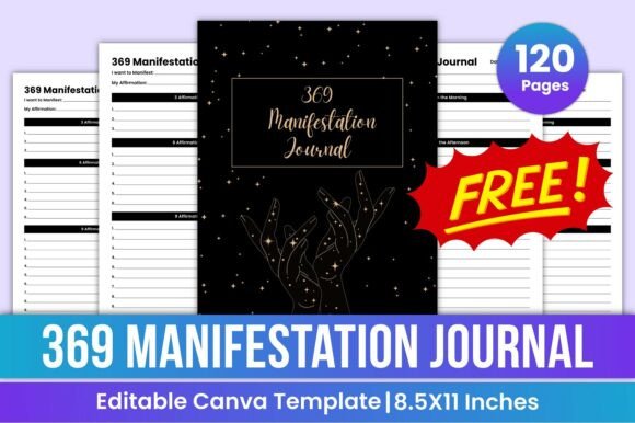 Free 369 Manifestation Journal Canva Kdp
