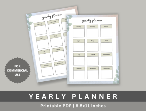 Yearly Planner, KDP: Simple, Print-Ready Design
